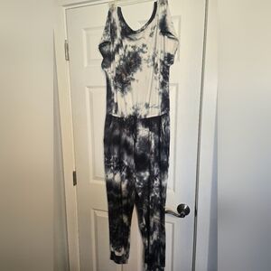 Tie-Dye Jumpsuit Romper in Black and White